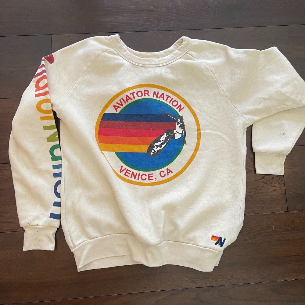 Aviator Nation Vintage White Crewneck